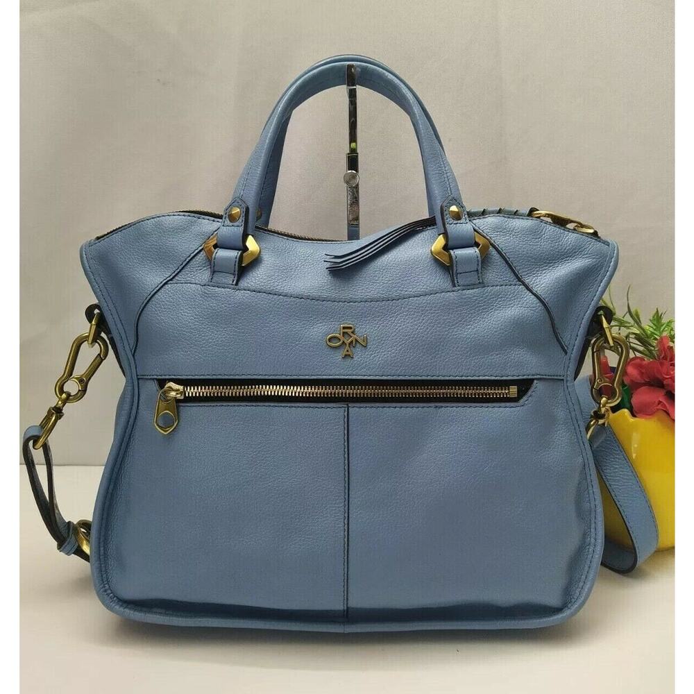 orYANY Sky Blue Pebbled Leather Tassel Zipper Closure Satchel Bag- MSRP $242 - Picture 2 of 16